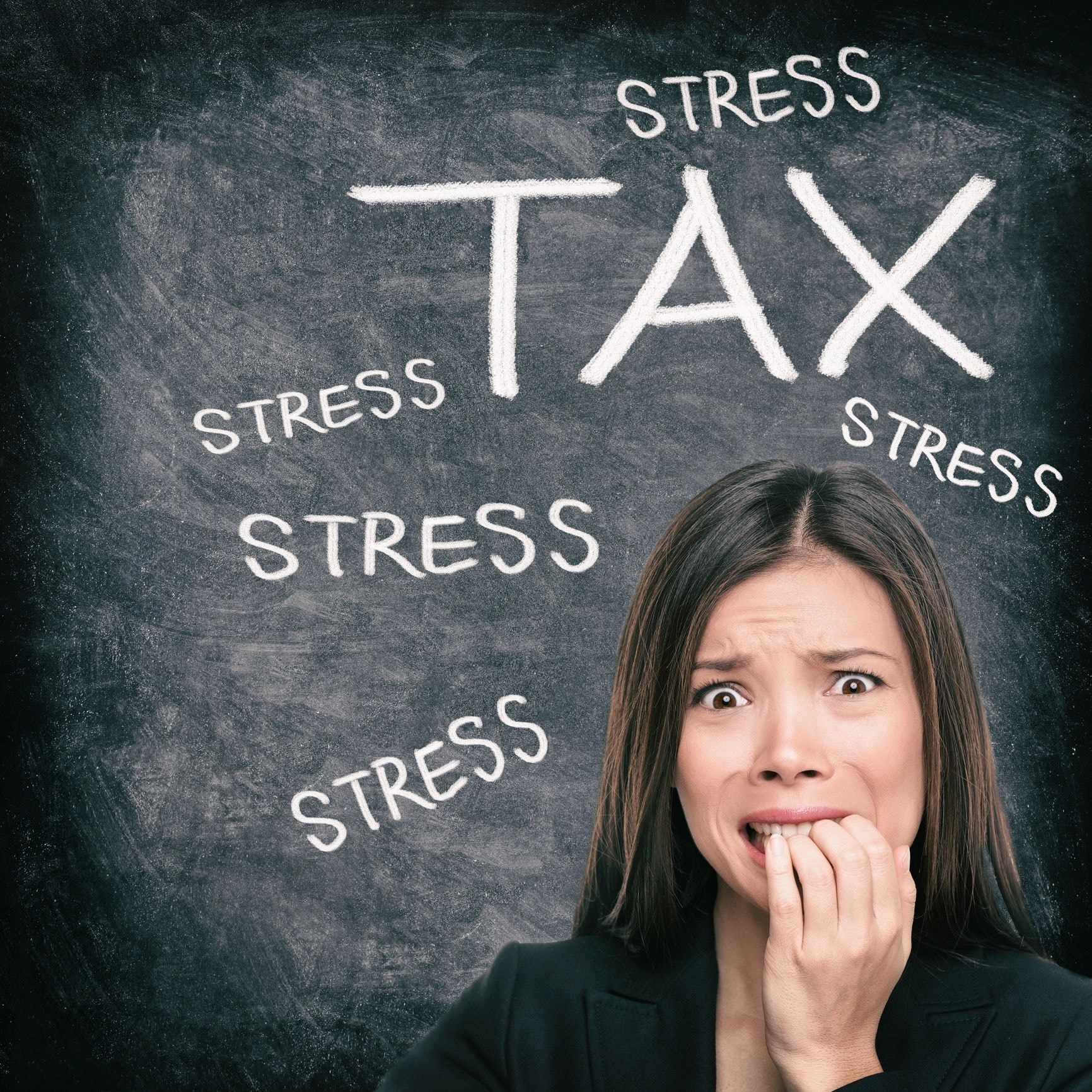 Tax stress chalkboard